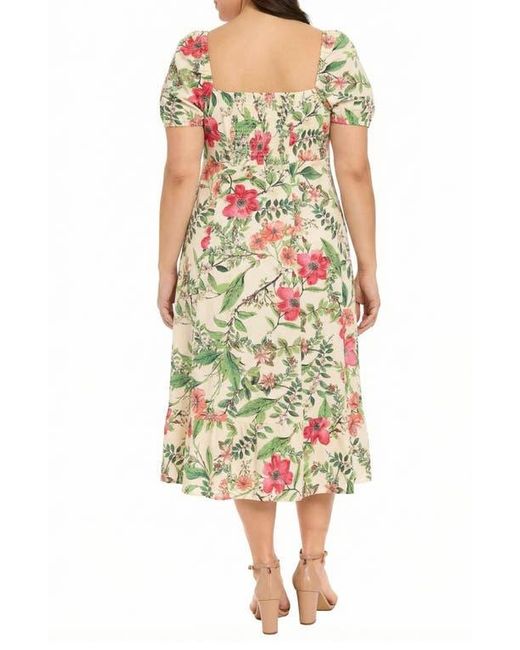 london times linen dress London Times Women's Dresses Square Neck Smocked Back Linen Blend Flattering Versatile Spring Summer Garden Party Dress, Ivory/Bright Fuschia, 4 at Amazon Women's Clothing store
