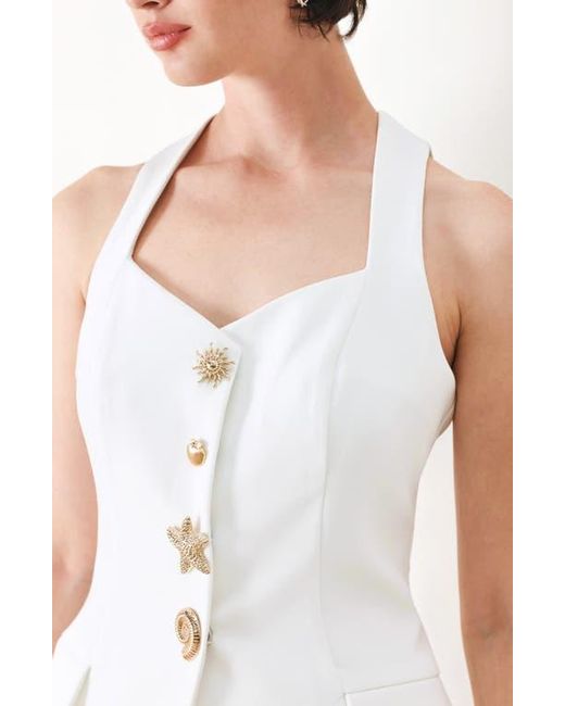 FREEMARKET White Solid Woven Vest