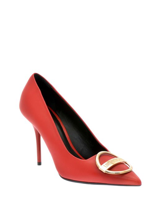 Love Moschino Logo Medallion Stiletto Pump in Red Lyst