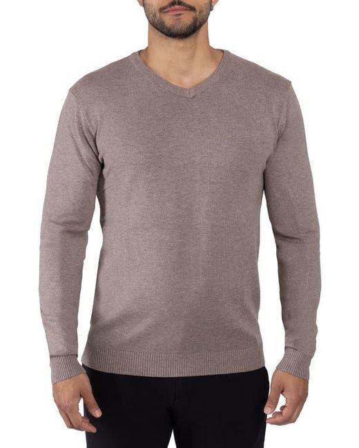 Xray Jeans Gray V-Neck Ribbed Knit Sweater for men
