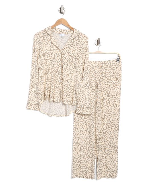 Nordstrom Natural Tranquility Long Sleeve Shirt & Pants Two-piece Pajama Set