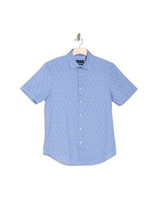 Bugatchi Blue Miles Short Sleeve Stretch Button-up Shirt for men