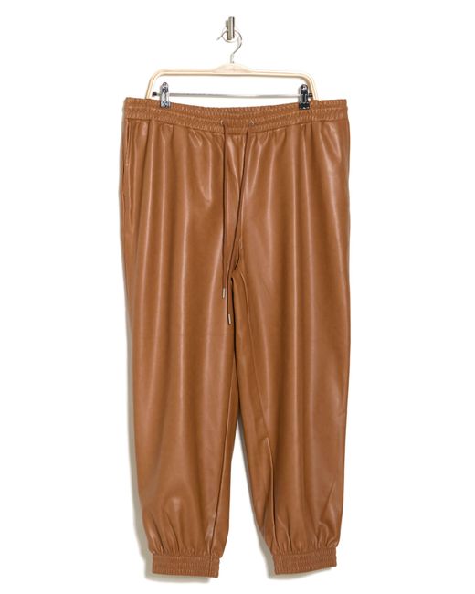 Bagatelle Faux Leather Joggers in Brown | Lyst