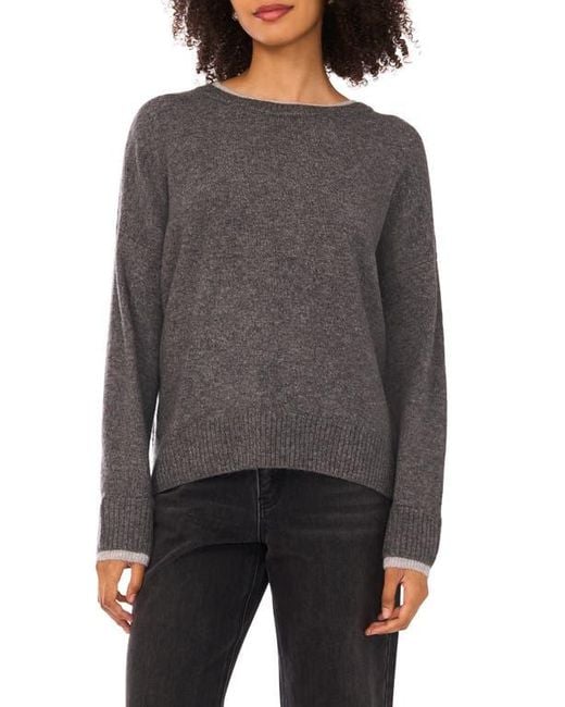 Halogen® Gray Tipped Crewneck Sweater