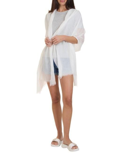 Bruno Magli Blue Solid Fringe Scarf