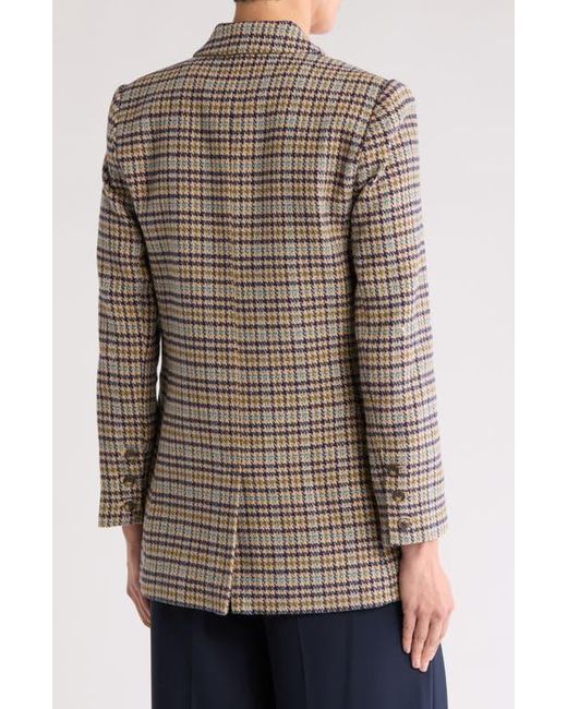 L'Agence Brown Aimee Houndstooth Double Breasted Blazer