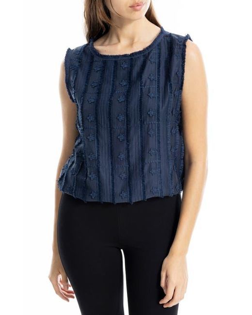 Max Studio Blue Ruffle Front Sleeveless Top