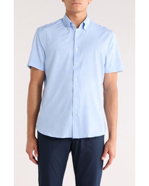 Con.struct Blue Short Sleeve Woven Button-Down Shirt for men