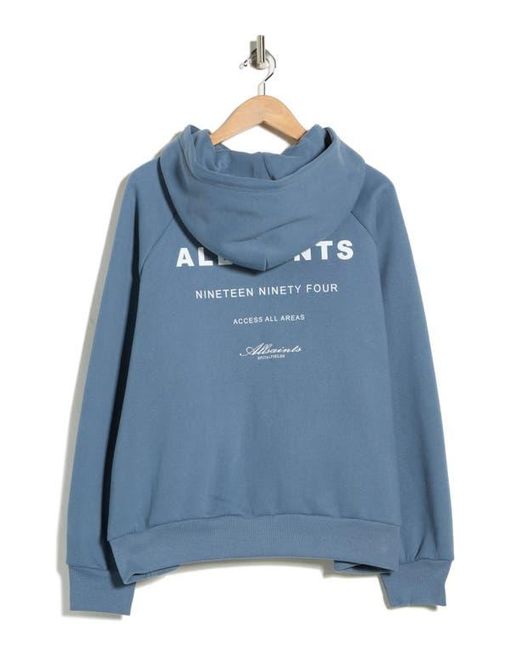 AllSaints Blue Tour Talon Logo Graphic Hoodie