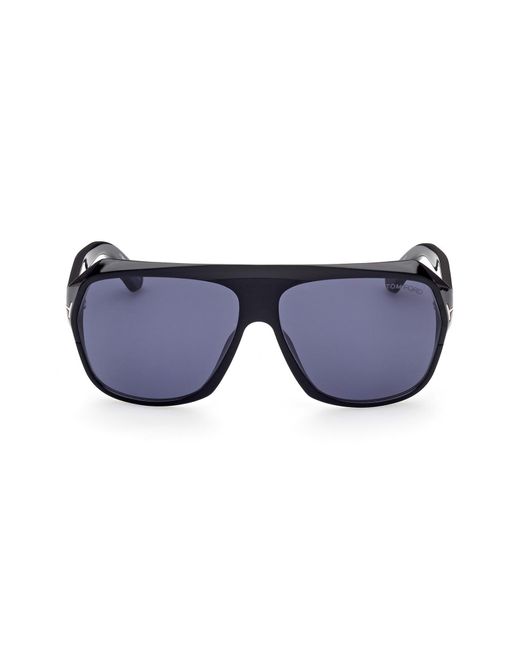 Tom Ford Blue 62mm Gradient Polarized Oversize Aviator Sunglasses for men