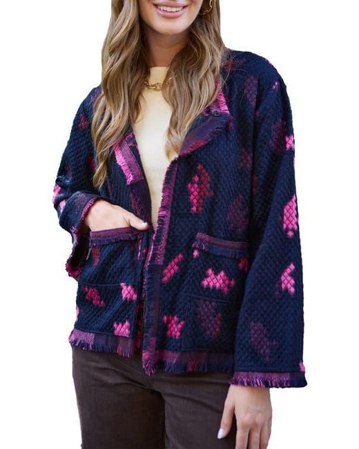 Saachi Blue Fringe Trim Jacket