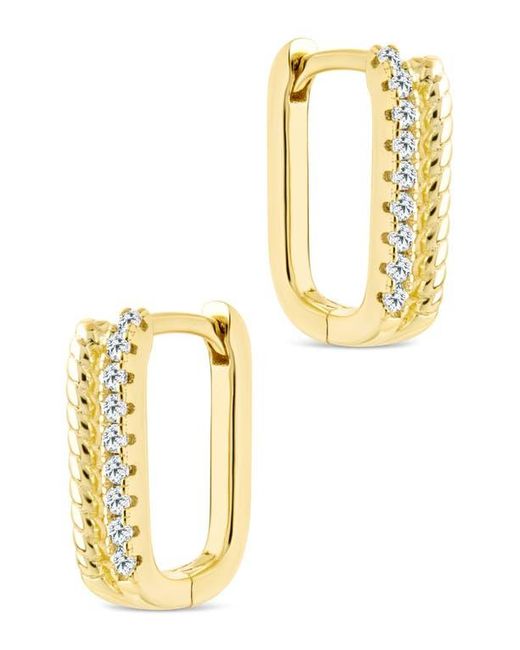 Sterling Forever Metallic Cori Cubic Zirconia Rectangular Huggie Hoop Earrings