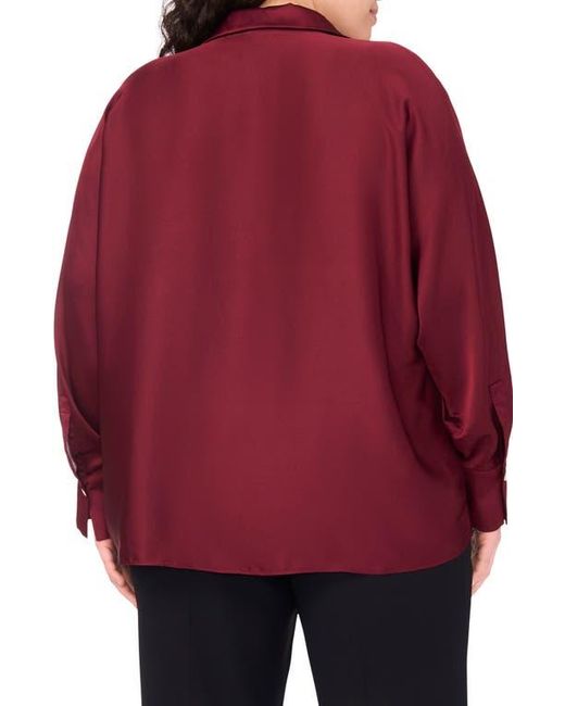 Halogen® Red Charmeuse Button-Up Shirt