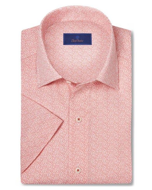 David Donahue Pink Print Short Sleeve Sport Shirt for men