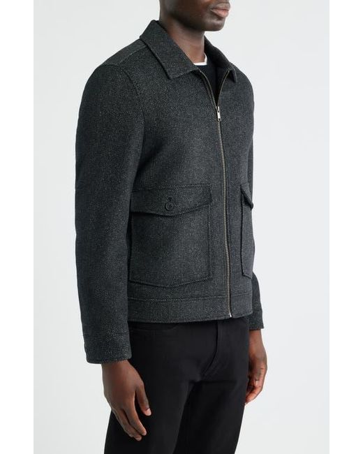Nordstrom Black Wool Blend Zip Front Jacket for men