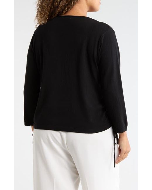 Max Studio Black Cinching Side Tie Pullover Sweater