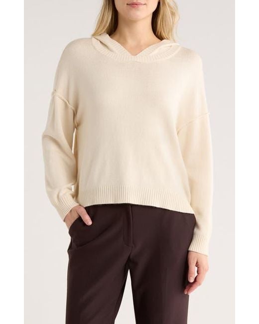 Max Studio Natural Hooded Pullover Sweater