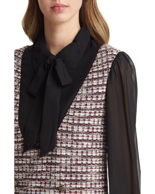 Julia Jordan Black Long Sleeve Tweed Minidress