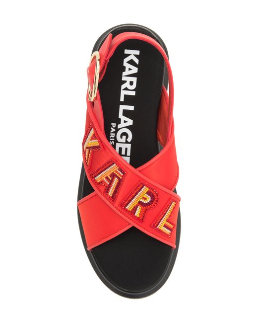 Karl Lagerfeld Red Trella Slingback Platform Wedge Sandal