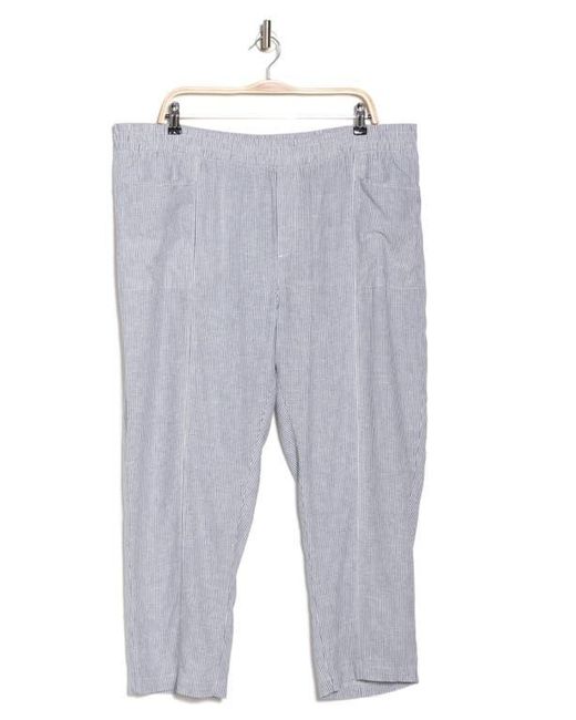 Caslon Gray Linen Blend Pull-On Crop Pants