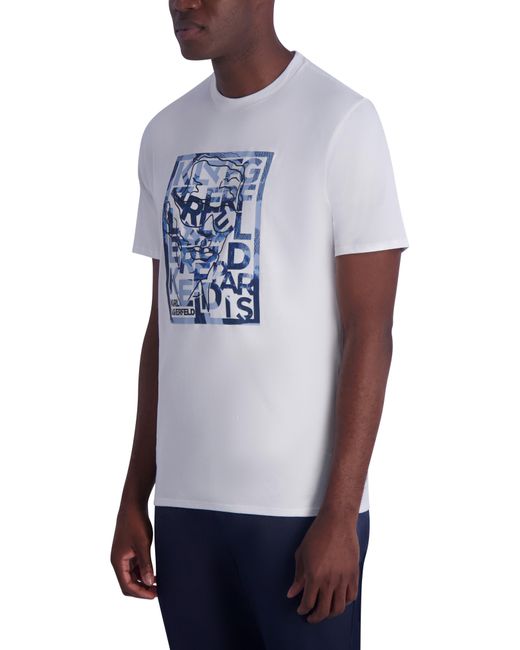Karl Lagerfeld Blue Square Sketch Graphic T-shirt for men