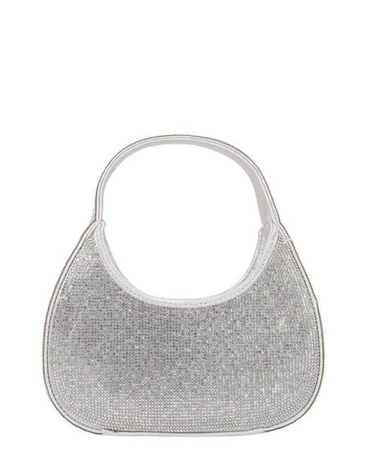 BERNESS Gray Rhinestone Circle Bag