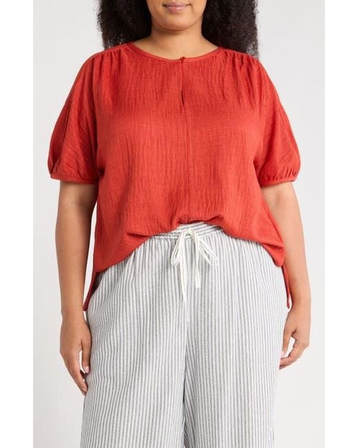 Max Studio Red Bubble Short Sleeve Top