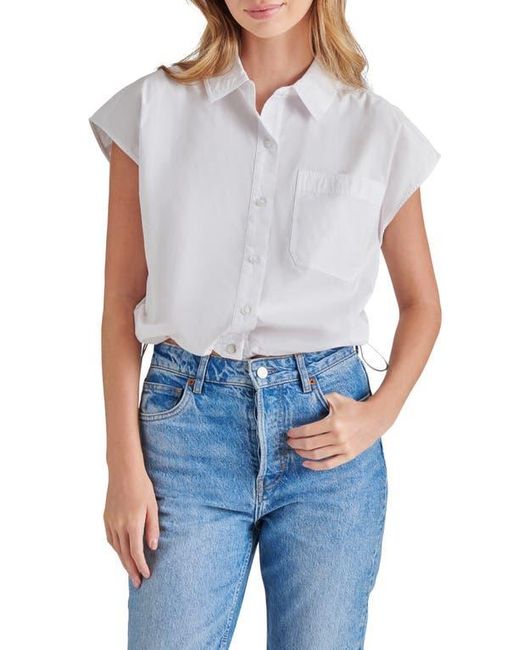 Steve Madden Blue Nassau Short Sleeve Button-Up Top