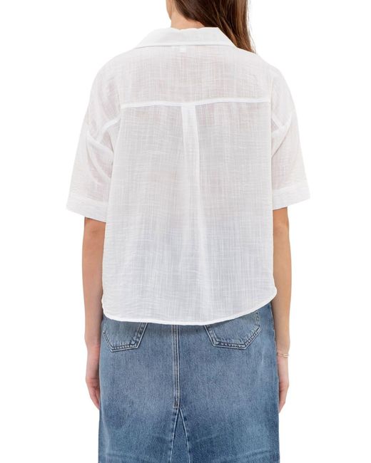 Blu Pepper White Gauze Short Sleeve Button-down Shirt