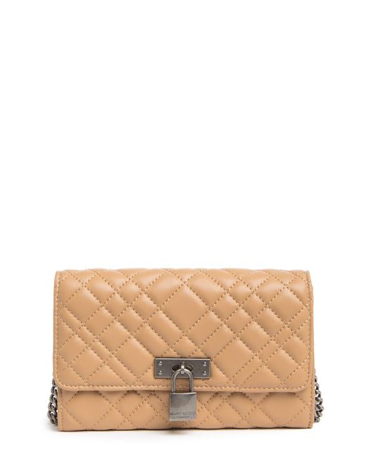 Kurt Geiger Leather Kurt Geiger Brixton Quilted Chain Wallet In Camel At Nordstrom Rack in