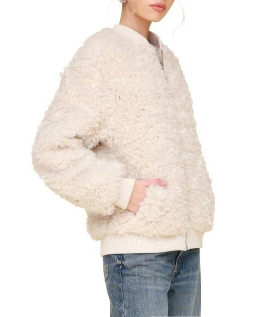 Avec Les Filles Natural Oversize Faux Shearling Bomber Jacket