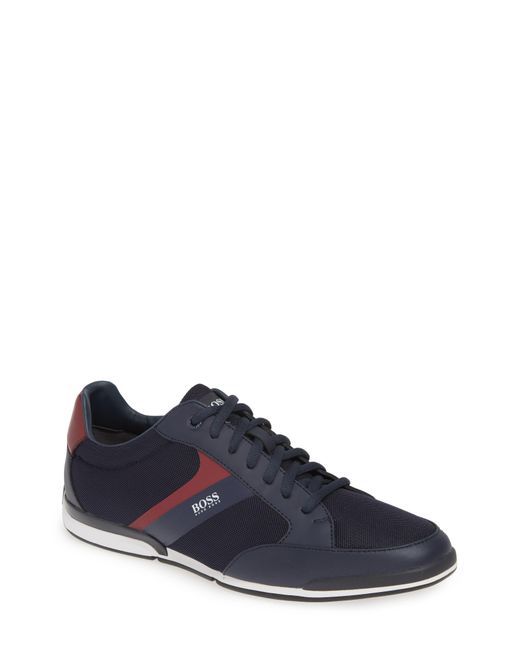 BOSS by Hugo Boss Blue Low-top Sneakers With Mesh And Rubberized Details for men