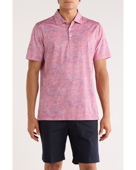 Bugatchi Red Abstract Print Stretch Cotton Polo for men