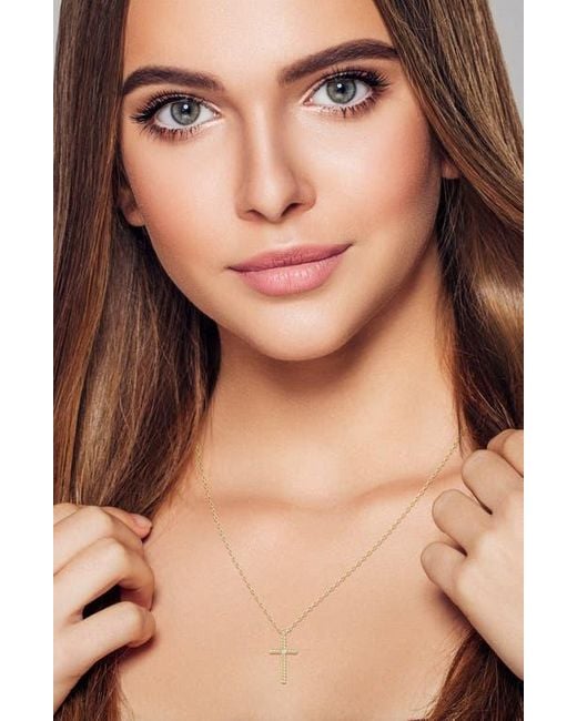 Ember Fine Jewelry Metallic 14K Diamond Cross Pendant Necklace