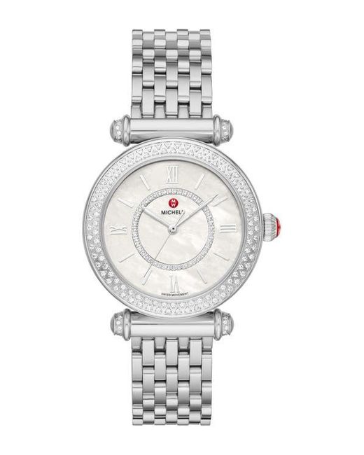 Michele Womens White Caber Diamond Bracelet Watch