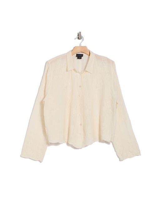Forgotten Grace Blue Embroidered Button Down Top