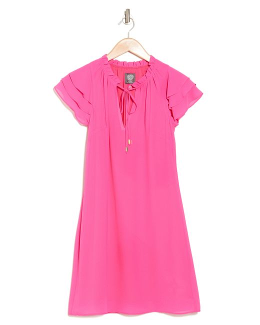 Vince Camuto Pink Float Tie Front Chiffon Shift Dress