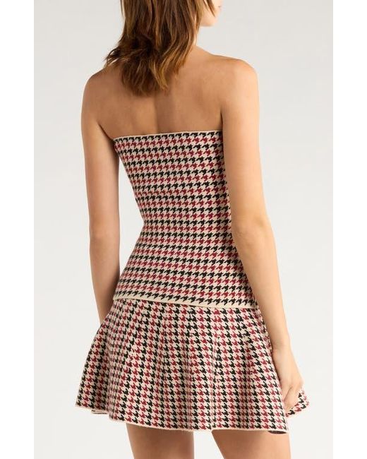 Love By Design Multicolor Hannah Strapless Houndstooth Top
