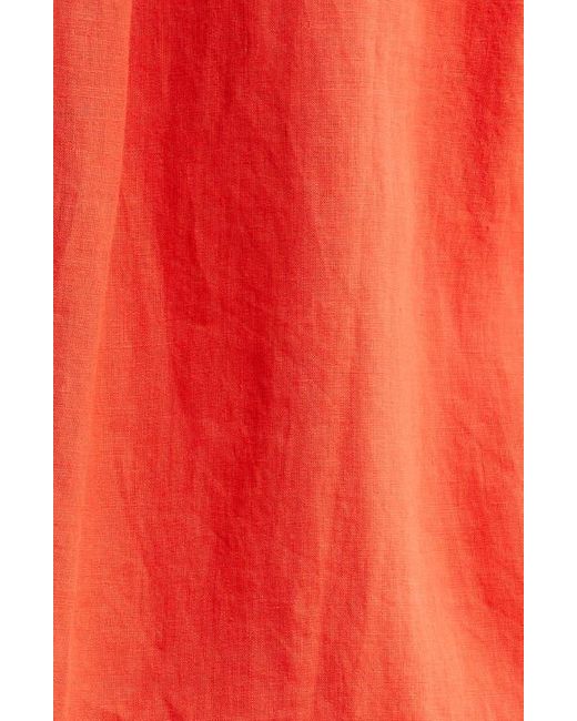 Eileen Fisher Red Classic Easy Organic Linen Button-Up Shirt