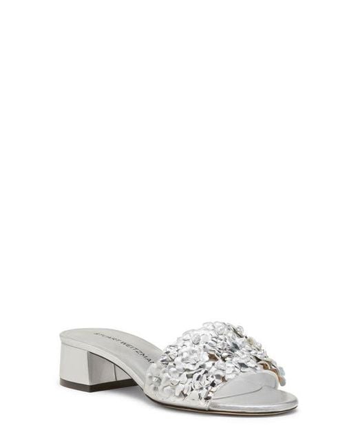 Stuart Weitzman White Meadow Slide Sandal