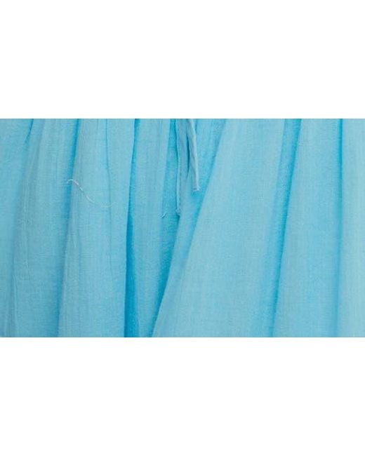 Free People Blue Taking Sides Tiered Cotton Maxi Dress