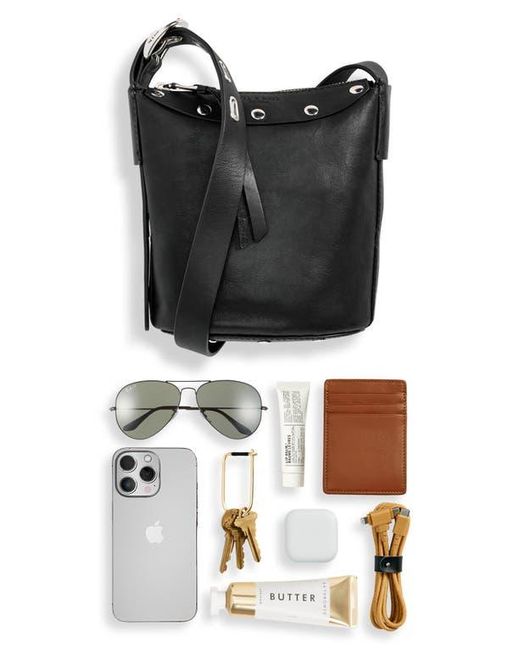 Rag & Bone Black Mini Belize Studded Leather Bucket Bag
