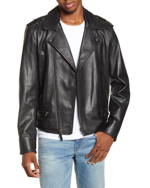 BP. Black X Alex Costa Leather Moto Jacket for men