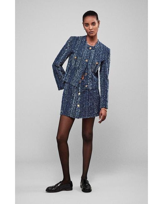 FRAME Blue Denim Bouclé Jacket