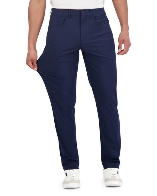 Ben Sherman Blue Solid 4-Way-Stretch Tech Golf Pants for men