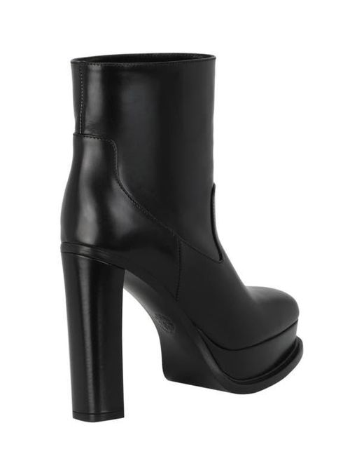 McQueen Black Leather Ankle Bootie