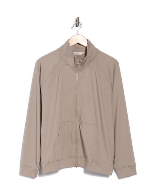 Barefoot Dreams Brown Malibu Collection Butterchic Mock Neck Jacket