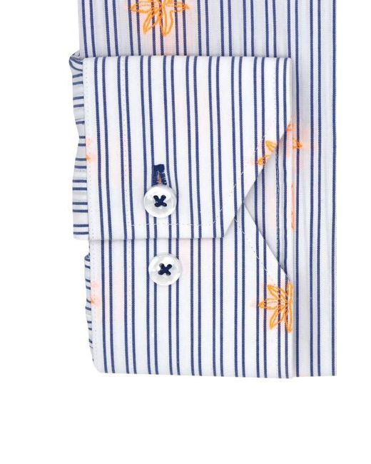 Lorenzo Uomo Trim Fit Stripe Neon Embroidery Dress Shirt in Blue for Men |  Lyst