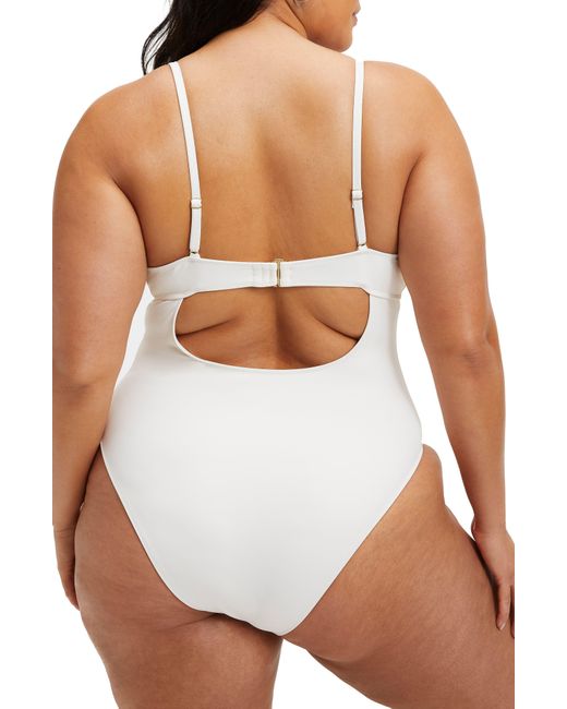 GOOD AMERICAN White Scuba Show Off One-piece Swimsuit