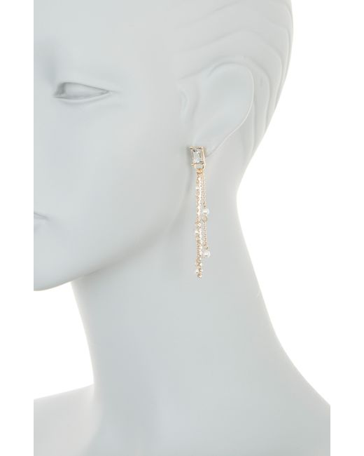 Nordstrom White Imitation Pearl Chain Drop Earrings